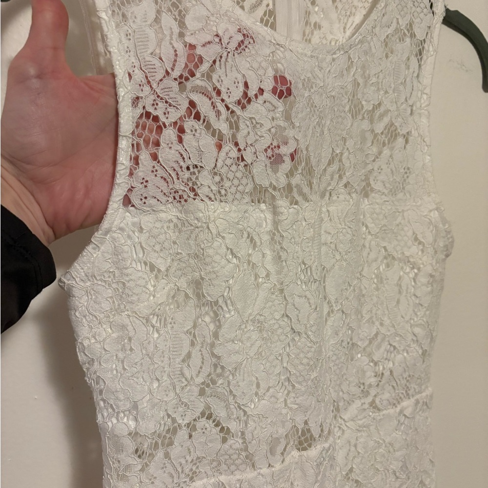 Lulu's Ivory Lace Sleeveless Mini Dress - Picture 5 of 10